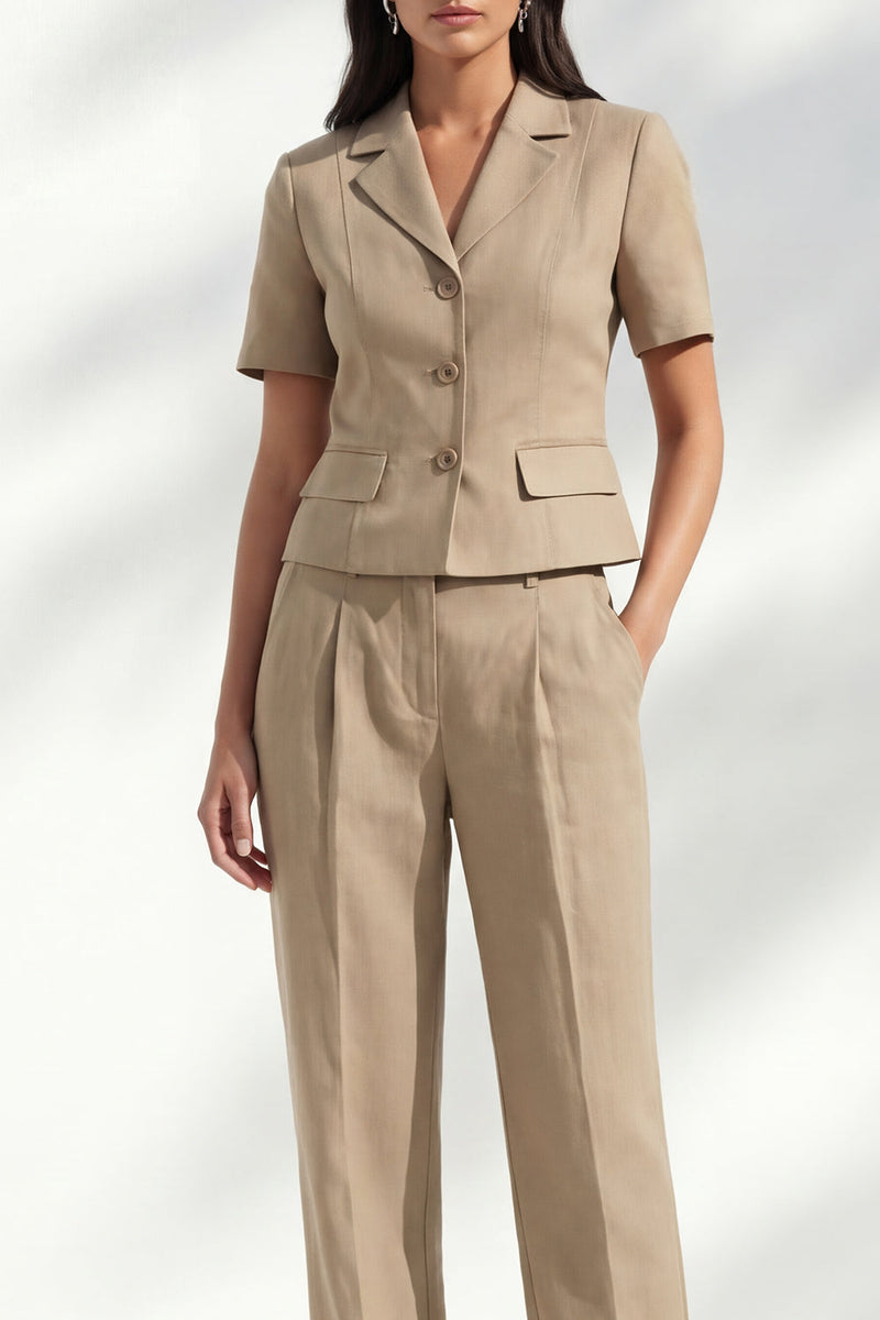 Load image into Gallery viewer, Khaki Notched Lapel 2 Piece Single Breasted Business Suits with Pockets