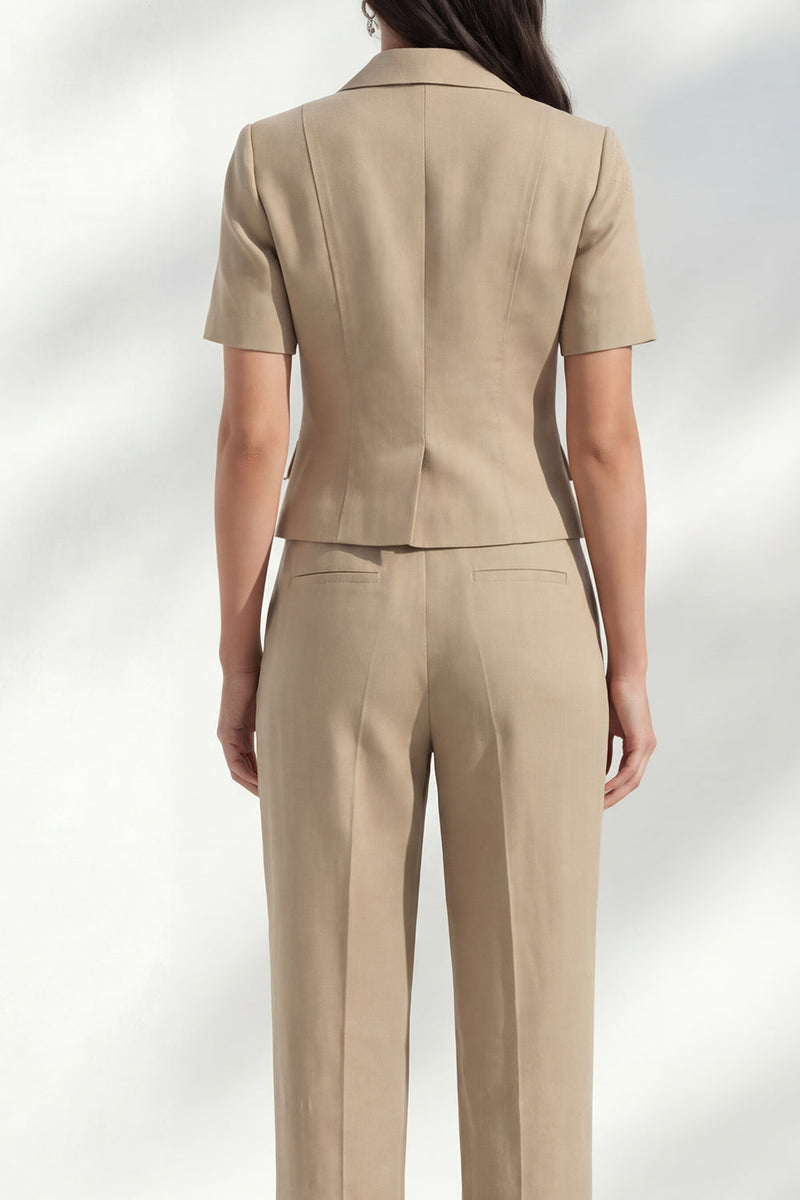 Load image into Gallery viewer, Khaki Notched Lapel 2 Piece Single Breasted Business Suits with Pockets