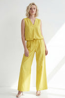 Load image into Gallery viewer, Butter Yellow V-Neck 2 Piece Wide Leg Business Suits