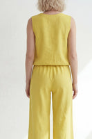 Load image into Gallery viewer, Butter Yellow V-Neck 2 Piece Wide Leg Business Suits