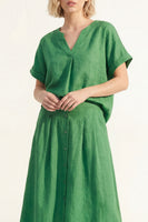 Load image into Gallery viewer, Short Sleeves Green 2 Piece V-Neck Business Suits
