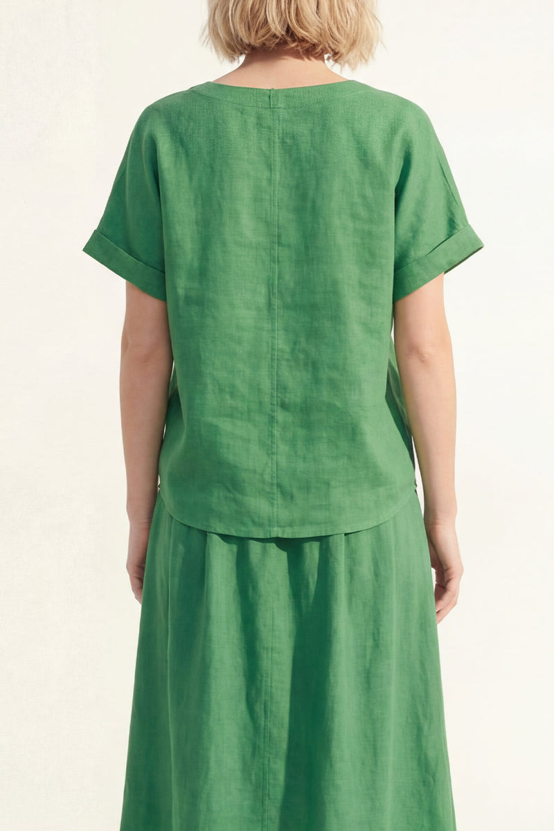 Load image into Gallery viewer, Short Sleeves Green 2 Piece V-Neck Business Suits