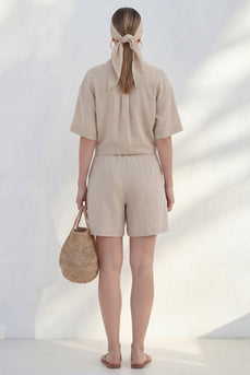 Single Breasted Khaki 2 Piece Notched Lapel Business Suits with Pockets