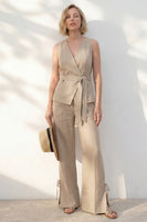 Load image into Gallery viewer, 2 Piece Khaki Shawl Lapel Business Suits with Belt