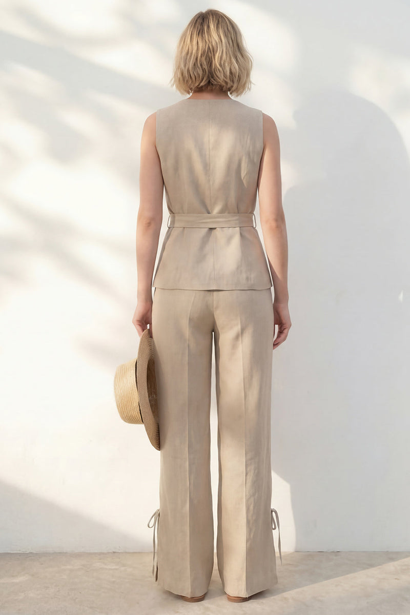 Load image into Gallery viewer, 2 Piece Khaki Shawl Lapel Business Suits with Belt