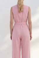 Load image into Gallery viewer, V Neck Pink Slim Fit One Piece Business Jumpsuits with Pockets