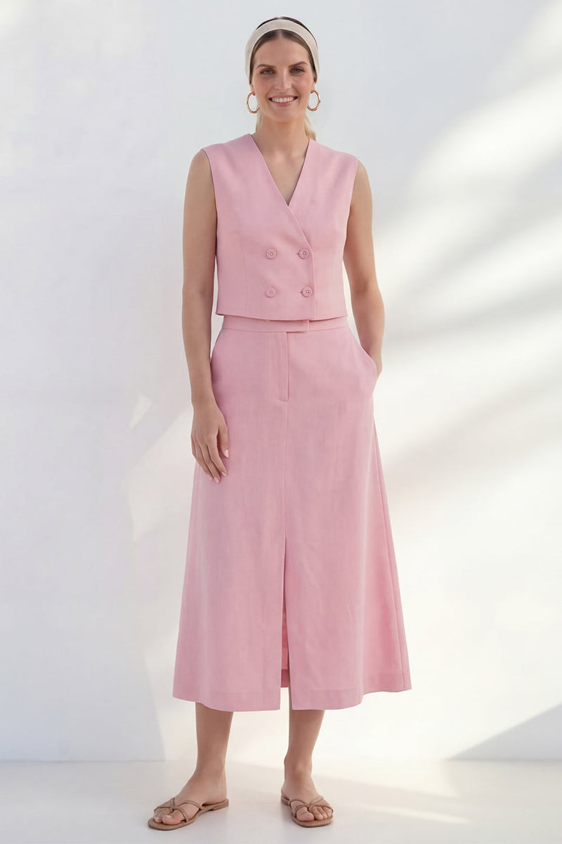 Load image into Gallery viewer, Shawl Lapel Pink Double Breasted 2 Piece Business Suits with Pockets
