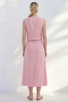 Shawl Lapel Pink Double Breasted 2 Piece Business Suits with Pockets