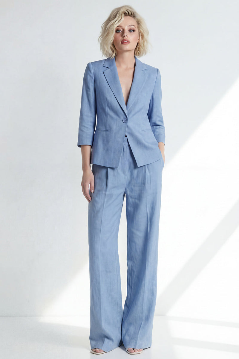 Load image into Gallery viewer, Dusty Blue Notched Lapel Single Breasted 2 Piece Business Suits with Pockets