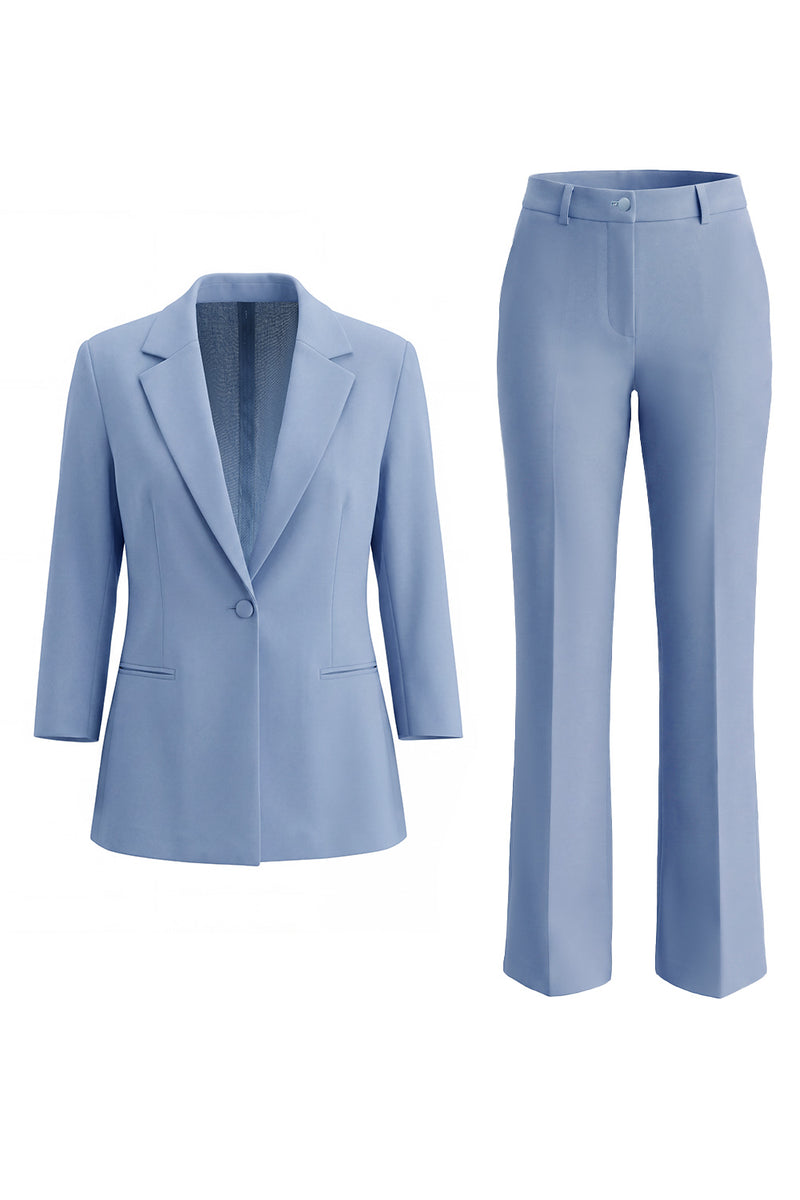 Load image into Gallery viewer, Dusty Blue Notched Lapel Single Breasted 2 Piece Business Suits with Pockets