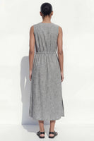 Load image into Gallery viewer, V Neck Single Breasted Grey Work Dress with Slit