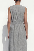 Load image into Gallery viewer, V Neck Single Breasted Grey Work Dress with Slit