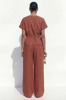 Load image into Gallery viewer, Caramel V-Neck Short Sleeves 2 Piece Business Suits with Pockets