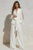 Load image into Gallery viewer, White Notched Lapel 2 Piece Wide Leg Business Suits with Pockets