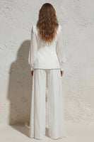 Load image into Gallery viewer, White Notched Lapel 2 Piece Wide Leg Business Suits with Pockets