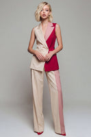 Load image into Gallery viewer, Light Khaki 2 Piece Double Breasted Color Block Notched Lapel Business Suits