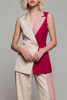 Load image into Gallery viewer, Light Khaki 2 Piece Double Breasted Color Block Notched Lapel Business Suits