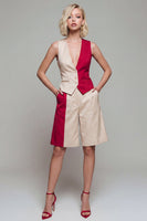 Load image into Gallery viewer, Shawl Lapel Single Breasted Light Khaki 2 Piece Color Block Business Suits with Pockets