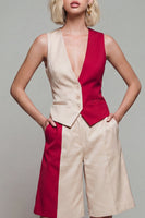 Load image into Gallery viewer, Shawl Lapel Single Breasted Light Khaki 2 Piece Color Block Business Suits with Pockets