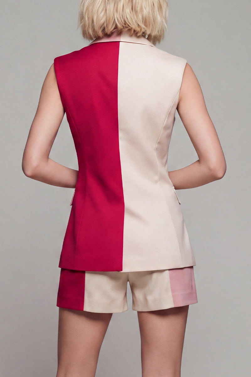 Load image into Gallery viewer, Light Khaki Double Breasted 2 Piece Notched Lapel Color Block Patchwork Business Suits