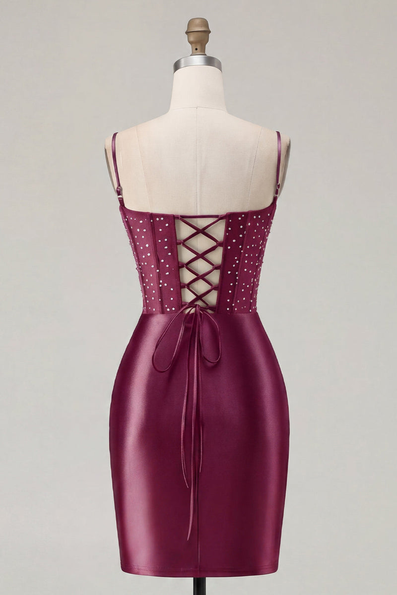 Load image into Gallery viewer, Floral Navy Tight Corset Short Prom Dress with Beading