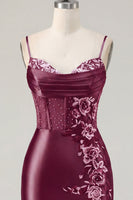 Load image into Gallery viewer, Floral Navy Tight Corset Short Prom Dress with Beading