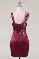 Load image into Gallery viewer, Floral Thick Straps Ruched Navy Tight Short Prom Dress