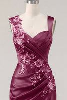 Load image into Gallery viewer, Floral Thick Straps Ruched Navy Tight Short Prom Dress