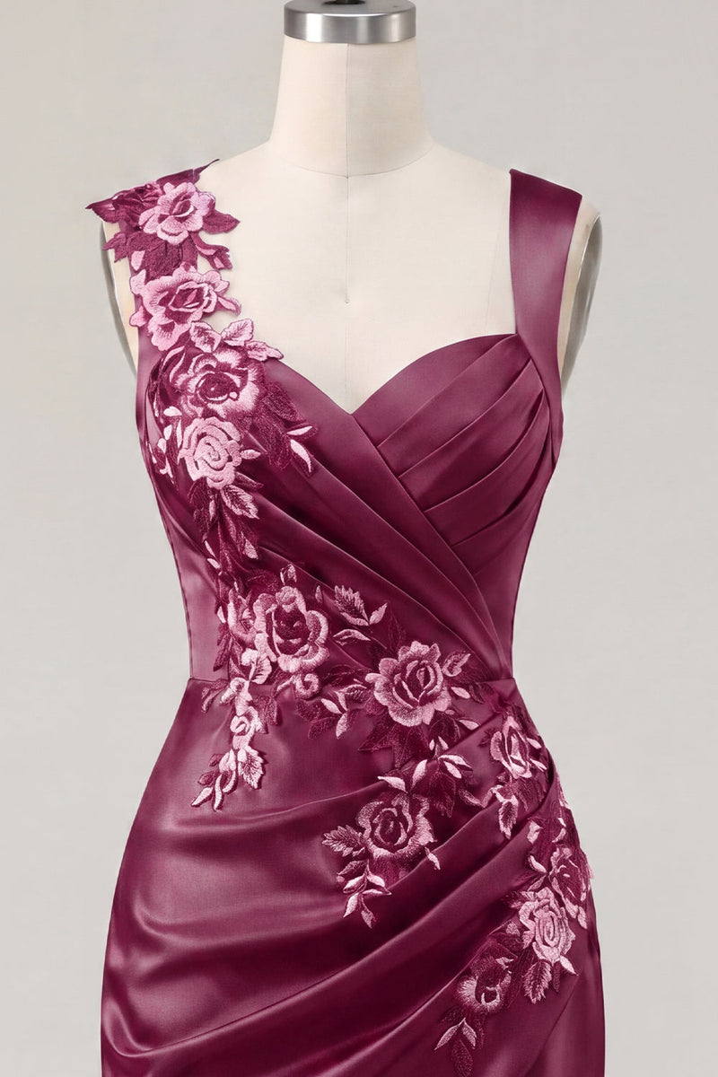 Load image into Gallery viewer, Floral Thick Straps Ruched Navy Tight Short Prom Dress