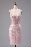 Load image into Gallery viewer, Sparkly Dark Green Corset Tight Floral Short Prom Dress with Beading