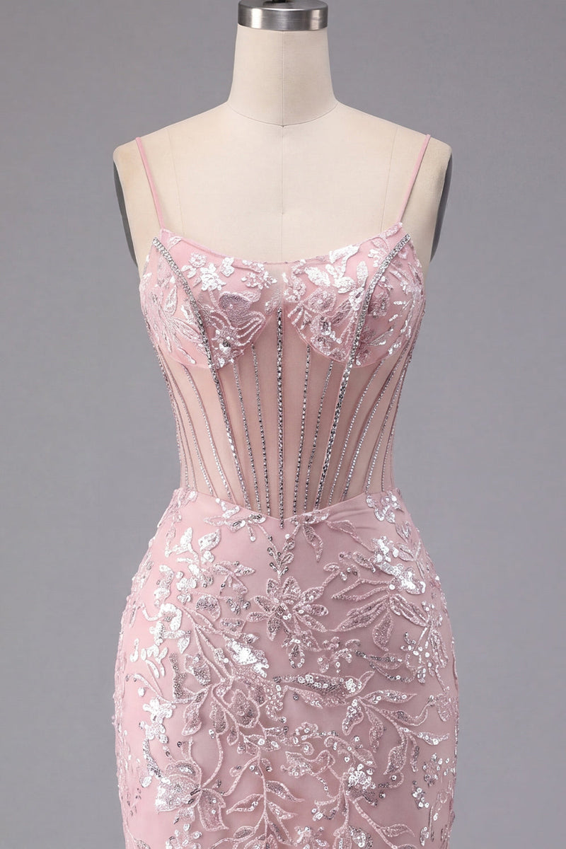 Load image into Gallery viewer, Sparkly Dark Green Corset Tight Floral Short Prom Dress with Beading