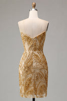 Load image into Gallery viewer, Sparkly Golden Tight Beaded Short Prom Dress