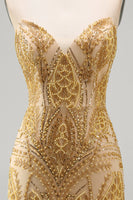 Load image into Gallery viewer, Sparkly Golden Tight Beaded Short Prom Dress