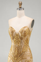 Load image into Gallery viewer, Sparkly Golden Tight Beaded Short Prom Dress