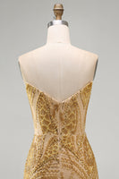 Load image into Gallery viewer, Sparkly Golden Tight Beaded Short Prom Dress