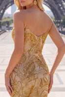 Load image into Gallery viewer, Sparkly Golden Tight Beaded Short Prom Dress