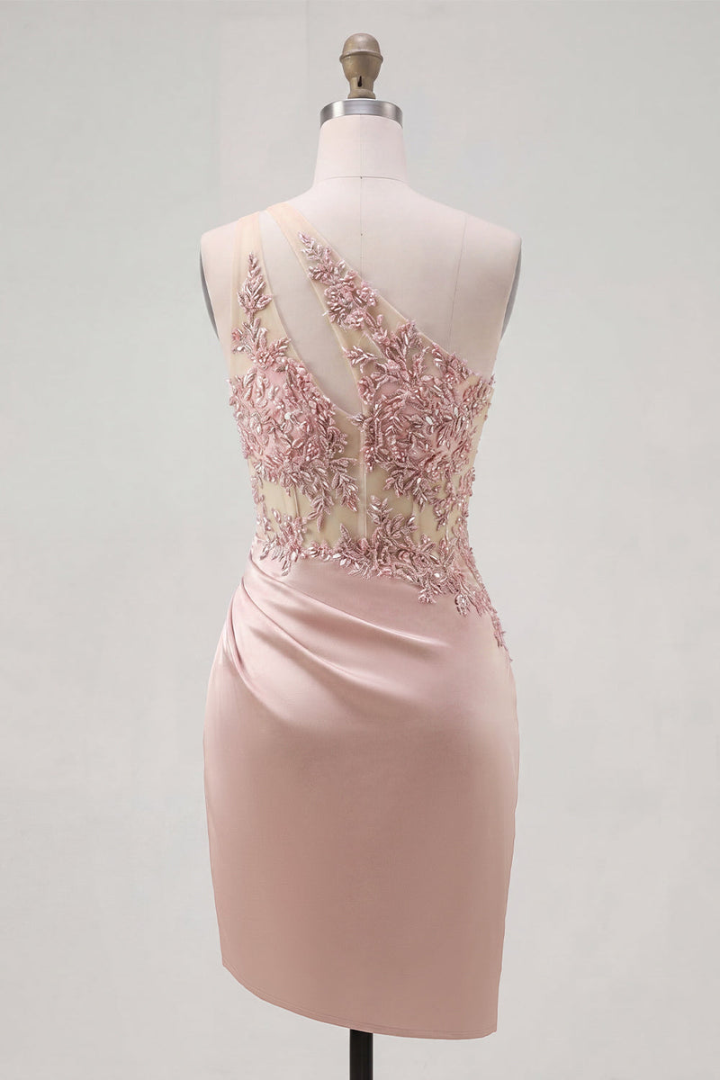 Load image into Gallery viewer, Corset Beaded Sparkly Champagne Tight Keyhole Short Prom Dress