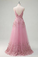 Load image into Gallery viewer, Spaghetti Straps Sparkly Floral Taro A Line Beaded Prom Dress