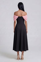 Load image into Gallery viewer, Black A Line Maxi Off the Shoulder Beach Formal Dress