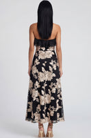 Load image into Gallery viewer, Floral Light Blue A Line Strapless Maxi Beach Formal Dress with Ruffles