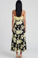 Load image into Gallery viewer, Floral Light Blue A Line Strapless Maxi Beach Formal Dress with Ruffles