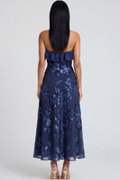 Load image into Gallery viewer, Floral Light Blue A Line Strapless Maxi Beach Formal Dress with Ruffles