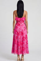 Load image into Gallery viewer, Floral Light Blue A Line Strapless Maxi Beach Formal Dress with Ruffles