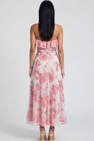 Load image into Gallery viewer, Floral Light Blue A Line Strapless Maxi Beach Formal Dress with Ruffles