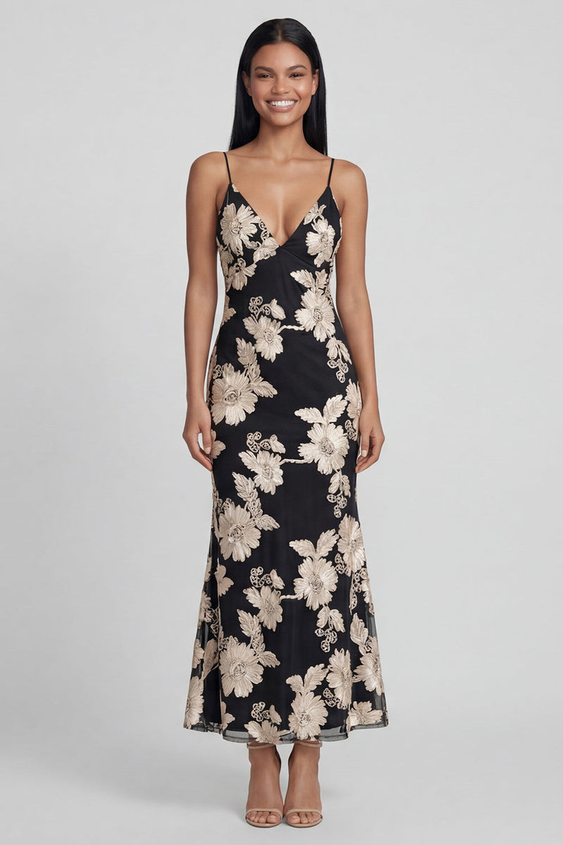 Load image into Gallery viewer, Mermaid Sage Green Floral Maxi Spaghetti Straps Beach Formal Dress