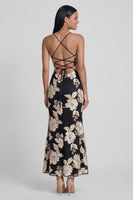 Load image into Gallery viewer, Mermaid Sage Green Floral Maxi Spaghetti Straps Beach Formal Dress