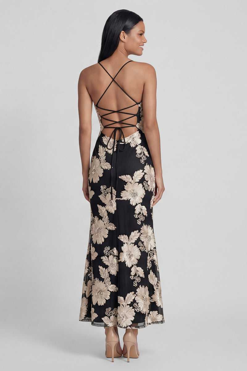 Load image into Gallery viewer, Mermaid Sage Green Floral Maxi Spaghetti Straps Beach Formal Dress