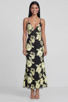 Load image into Gallery viewer, Mermaid Sage Green Floral Maxi Spaghetti Straps Beach Formal Dress