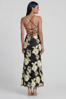 Load image into Gallery viewer, Mermaid Sage Green Floral Maxi Spaghetti Straps Beach Formal Dress
