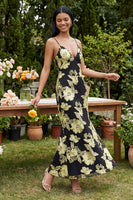 Load image into Gallery viewer, Mermaid Sage Green Floral Maxi Spaghetti Straps Beach Formal Dress